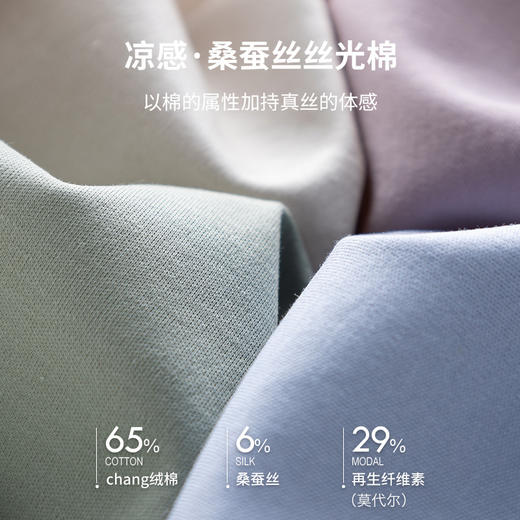 丁摩 桑蚕丝+丝光棉混纺凉感免烫夏季清凉丝滑T恤JSY170026 商品图3