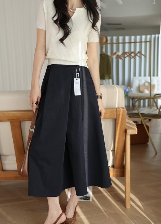 精致小香风肌理醋酸羊毛舒适柔软V领短袖针织T恤衫 商品图4