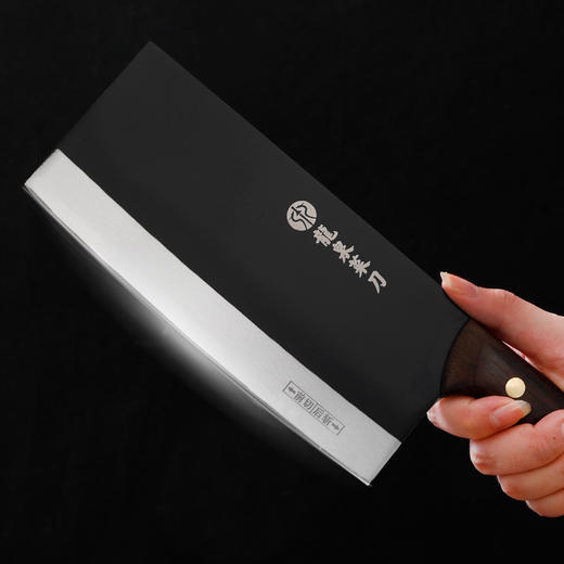 【龙泉宝剑厂-龙泉菜刀】黑精钢斩切两用刀 全刃锋利斩切 防滑结实耐用  商品图1