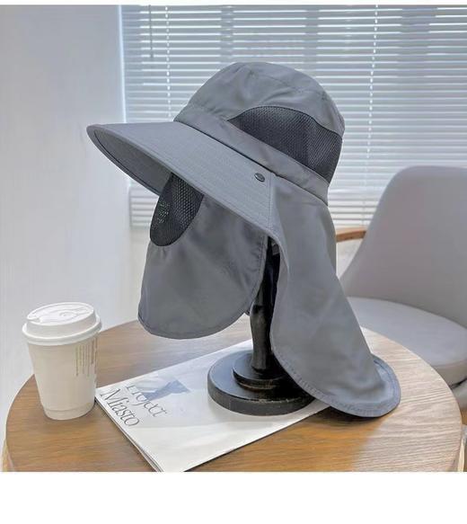 防晒帽子男士夏季渔夫帽太阳帽户外防晒面罩遮脸钓鱼帽可拆卸面罩 商品图6
