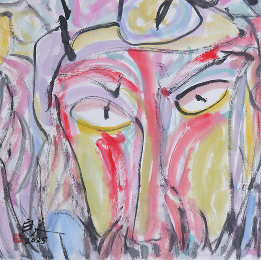 许固令《脸谱之八》国画原作53CM*53CM 手绘宣纸脸谱系列斗方作品【GH0487】 商品图1