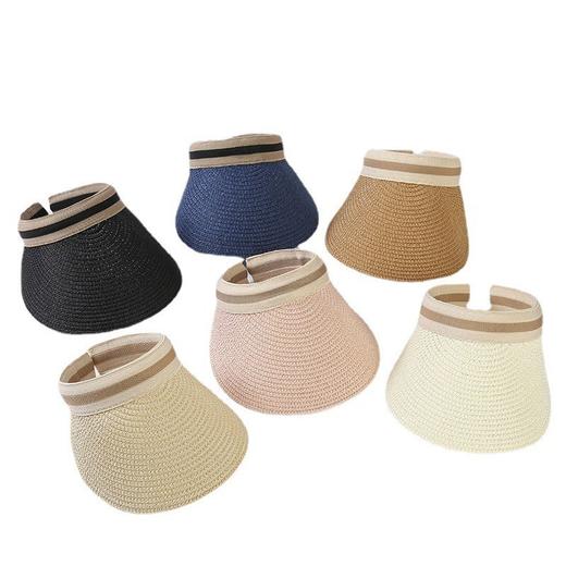 雀说 草编时尚珍珠遮阳帽发箍空顶草帽SY212 商品图4