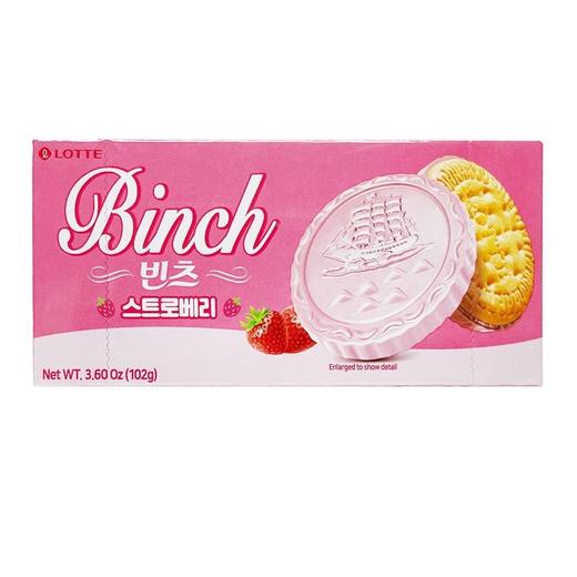 乐天 宾驰草莓味代可可脂巧克力饼干 102g/盒 商品图0