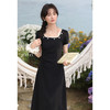 鹿向南  「佛里假日」黑色短袖连衣裙夏季新款法式复古优雅风长裙女 商品缩略图1