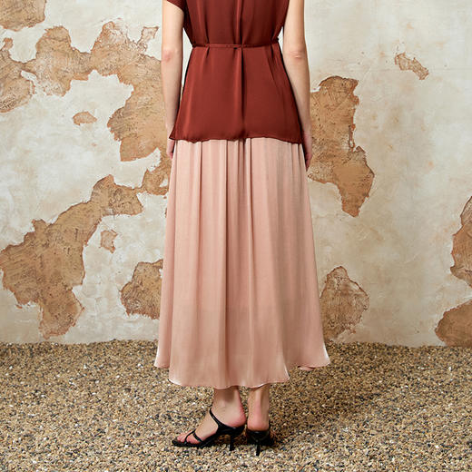 EITIE爱特爱高腰a字显瘦纯色飘逸及踝半身裙夏新款8206917 商品图4