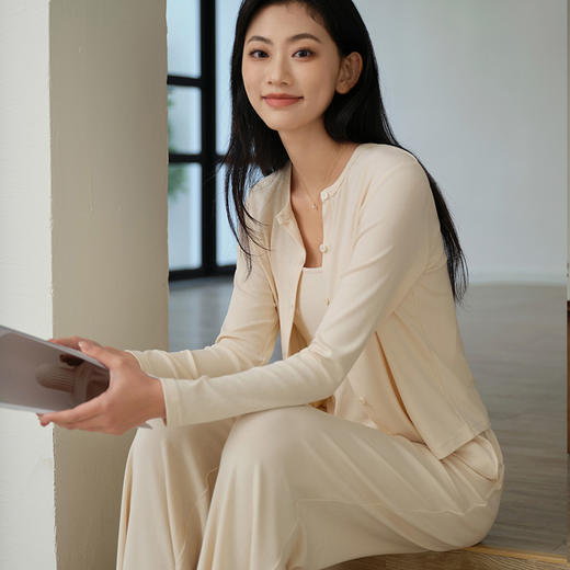 罗纹棉外套吊带长裤三件套 商品图5