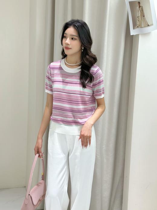 D5MZ30205#针织提花圆领短袖 商品图1