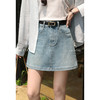 鹿向南「静海晴空」浅蓝色复古半身裙夏季新款高腰短款牛仔裙子女L55172 商品缩略图0