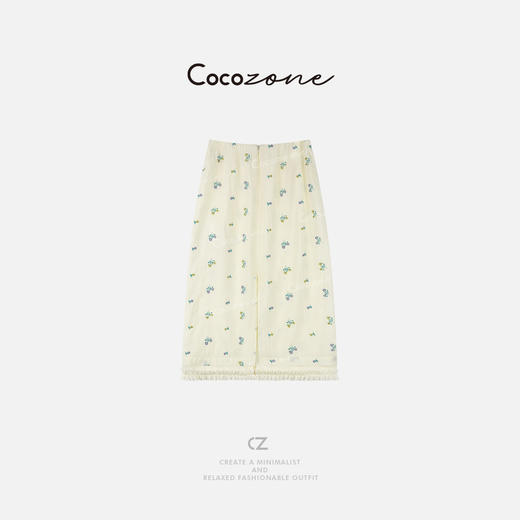 COCO ZONE 刘一一 小清新刺绣花朵松紧腰花边半身裙CD1A0602 商品图1