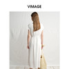 VIMAGE纬漫纪度假风连袖收腰亚麻小白裙A字连衣裙夏季新款V2307915 商品缩略图4