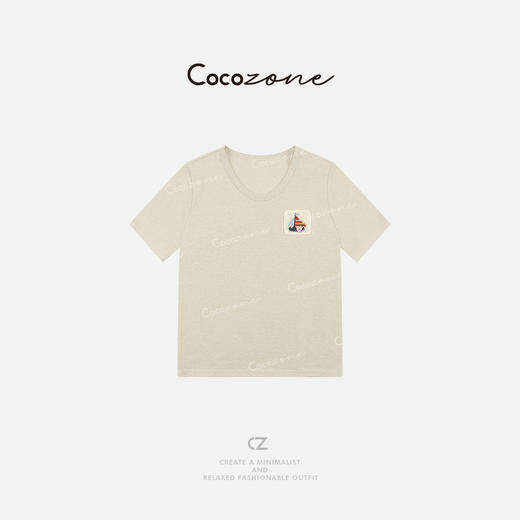 COCO ZONE 刘一一 [汉麻长绒棉混纺] 松弛感圆领T恤CD1A0713 商品图0