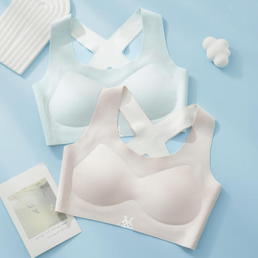 初高中生一体式交叉美背少女发育期背心内衣女体育课运动稳定防震 商品图1