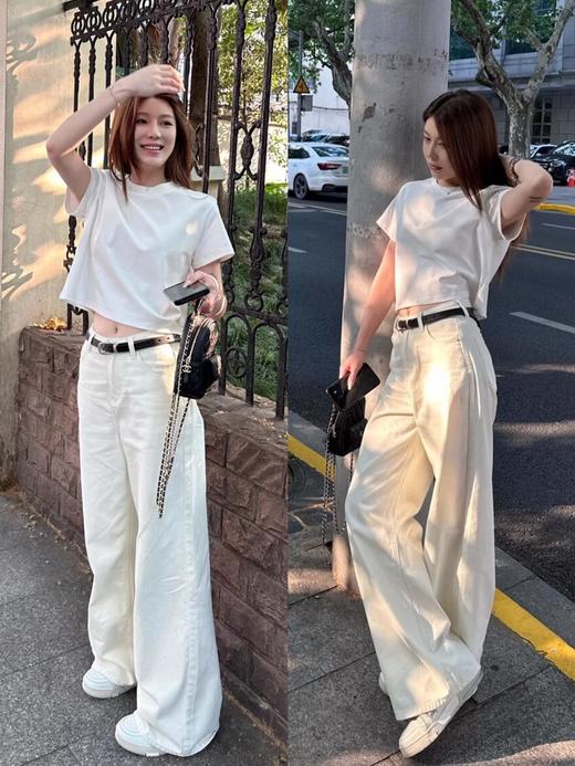 送8元退货运费【百搭阔腿天丝牛仔裤】好穿到爆!孟子义同款 天丝+桑蚕丝+棉，轻薄舒弹又透气上身不闷不沾，清爽一整天 高腰收腹的款式，藏起粗粗腿、肉肉肚 商品图0