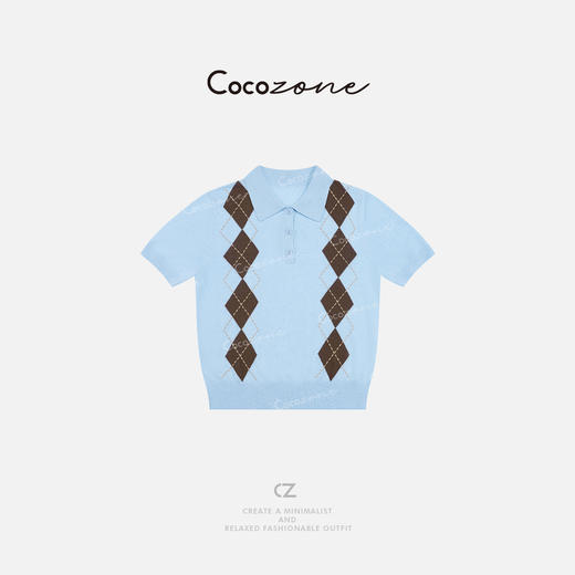 COCO ZONE 刘一一 【学院风】时髦显瘦菱格纹毛针织衫CD1A0723 商品图0