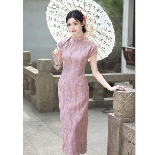 SYK66867时尚改良新中式棉质长款连袖旗袍2025夏新款年轻少女日常可穿旗袍 商品图2