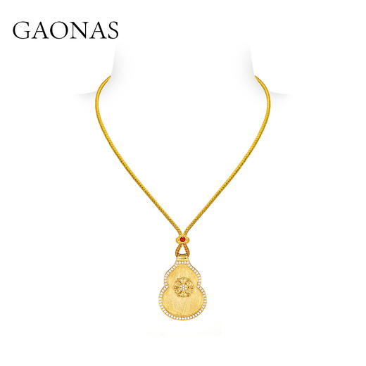 GAONAS  新中式潮流国风葫芦金色项链11345XY 商品图3
