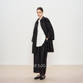 THESOONG‘玄简美学’进口高密贡缎砂洗黑色衬衫外套HBCS6313/HBCS6200