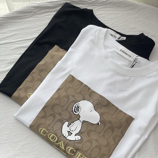 出口内销蔻家经典男女款老花T恤字母简洁棉T 商品图4