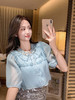 张心子【南法假日2.0】名媛风高级感压褶雪纺衬衫上衣 U2503014 商品缩略图2