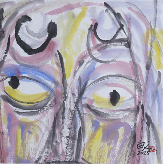 许固令《脸谱之十》国画原作53CM*53CM 手绘宣纸脸谱系列斗方作品【GH0489】 商品图1