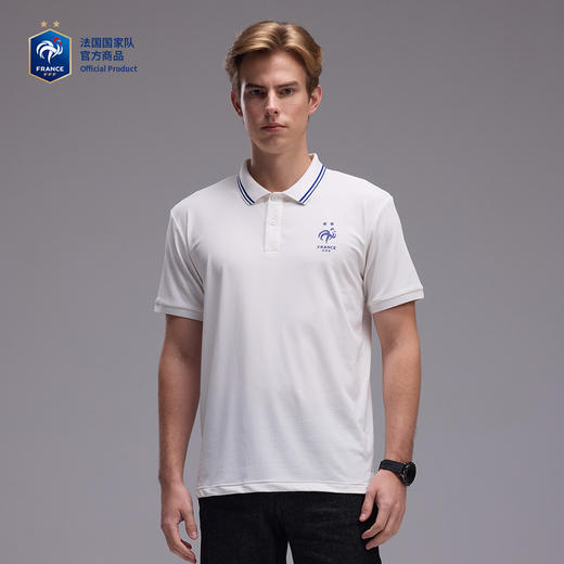 【官方正版】法国国家队丨白色运动POLO衫夏季简约通勤商务百搭螺纹袖口华夫格舒适透气面料 商品图0