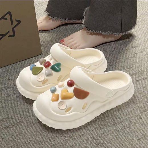 【一鞋两穿敲方便】新款洞洞鞋女外穿厚底可爱学生网红居家防滑软底沙滩包头凉拖鞋女。ry 商品图3