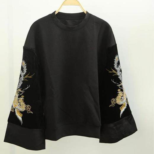 SUSX 桑蚕丝凤凰刺绣丝绒卫衣（下单3-7天发货） 商品图2