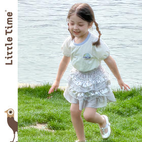 littletime女童T恤2025春夏新儿童洋气卡通水母印花短袖上衣半裙