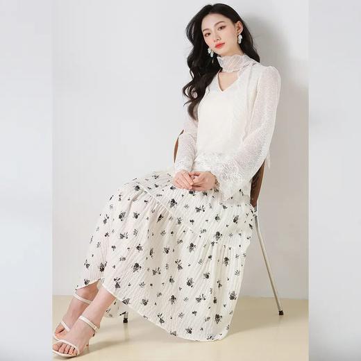 【高货sh】全新升级【铂金会员146/天猫189/差价43】(02145) 洛诗琳25新款时尚国风碎花半身裙高腰垂感瘦松紧腰百褶裙 商品图0