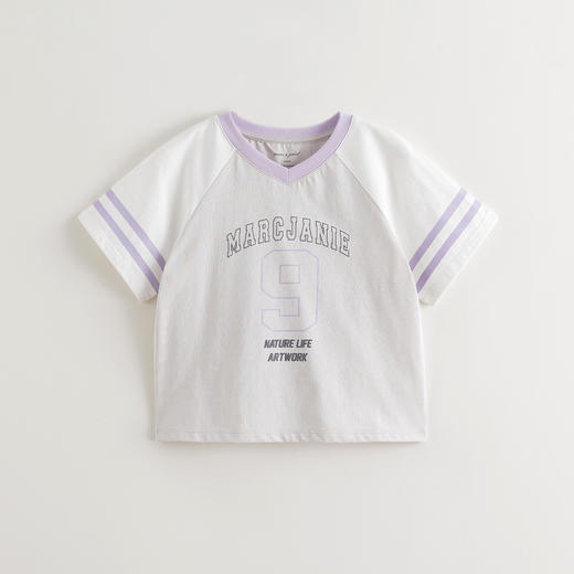 马克珍妮女童元气校园撞色短袖T恤 儿童运动上衣夏装新款550702 商品图2
