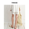 VIMAGE纬漫纪休闲高腰裤镂空织带松紧腰白色宽松短裤夏季新款V2305917 商品缩略图4