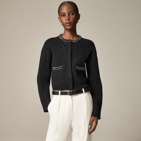 轻奢气质~Jcrew 新款 Emilie 休闲针织夹克，宝石饰边 100％纯棉 原价2k+现在只要￥498直邮到手