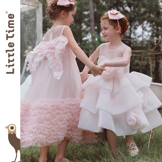 littletime女童连衣裙2025春夏新款儿童洋气时尚玫瑰花蛋糕公主裙 商品图1