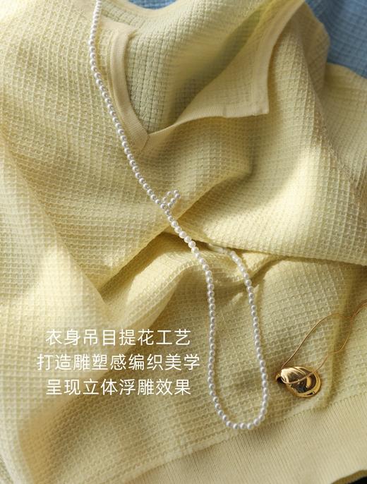 精致小香风肌理醋酸羊毛舒适柔软V领短袖针织T恤衫 商品图13