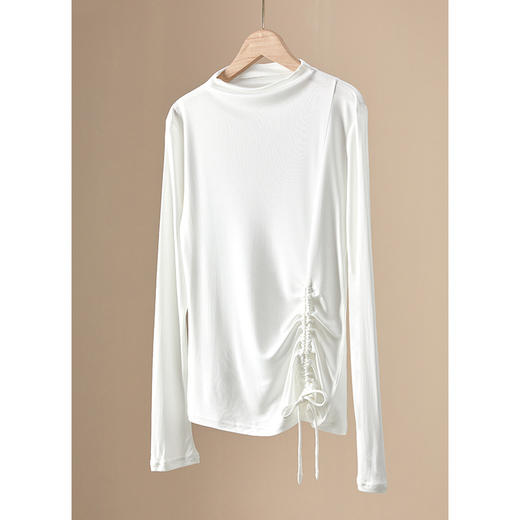 丁摩 时尚抽绳款上衣桑蚕丝真丝长袖打底衫JSY180036 商品图7