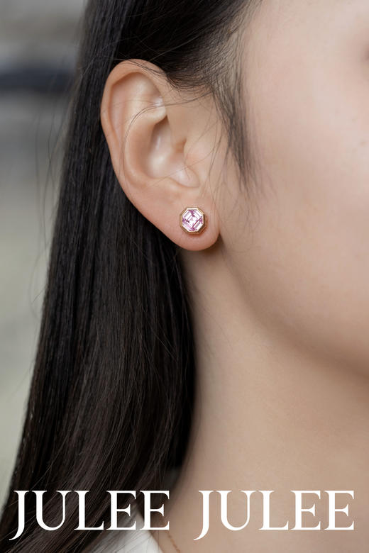 JULEE JULEE茱俪珠宝  18K玫瑰金精切粉蓝宝石耳饰 商品图1
