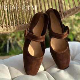 RIMRIM塑型马皮鞋法式复古圆头浅口羊反绒舒适奶奶鞋手工秋季女2430