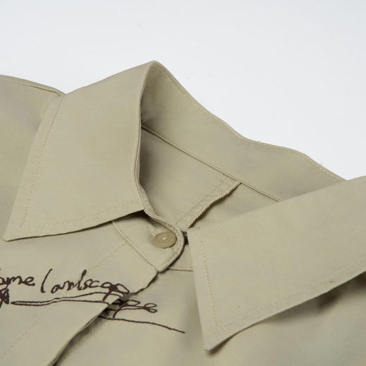 谜底大廓形印花衬衫短袖女2025夏季新款下摆可收缩衬衣256MC6209 商品图3