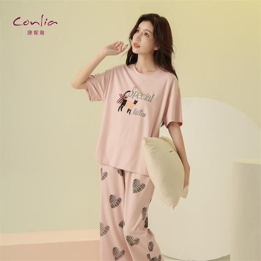 康妮雅睡衣家居服女式短袖长裤套头套装 商品图0