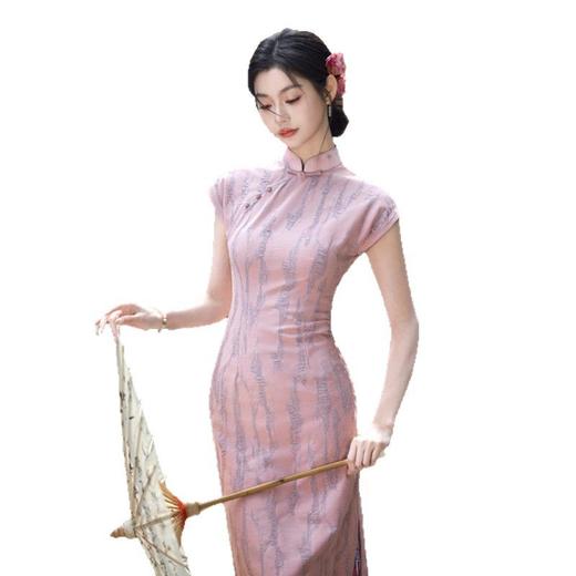 SYK66867时尚改良新中式棉质长款连袖旗袍2025夏新款年轻少女日常可穿旗袍 商品图4