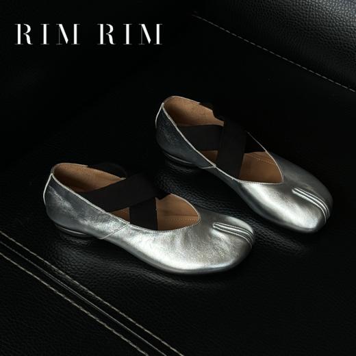 RIM RIM塑型马皮鞋分趾鞋银色平底玛丽珍鞋舒适软底浅口单鞋复古鞋2435 商品图0
