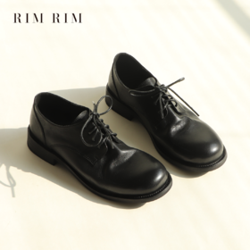 RIM RIM塑型马皮鞋水洗女单鞋复古时尚英伦风厚底系带休闲舒适德比鞋202301