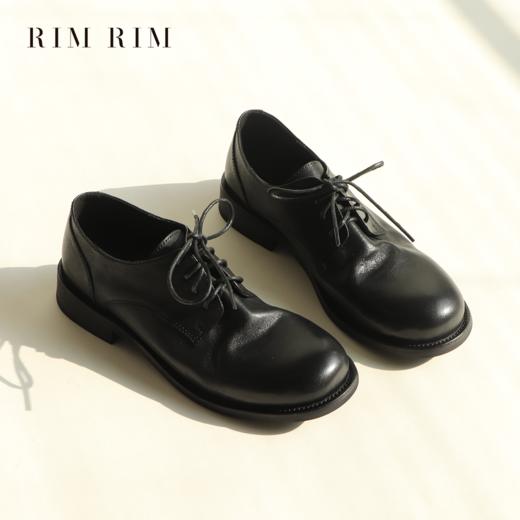 RIM RIM塑型马皮鞋水洗女单鞋复古时尚英伦风厚底系带休闲舒适德比鞋202301 商品图0