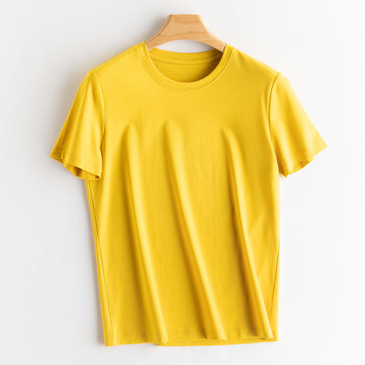 丁摩 桑蚕丝+丝光棉混纺凉感免烫夏季清凉丝滑T恤JSY170026 商品图8