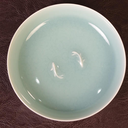 丁绍杰薄胎粉青双鱼小洗 商品图1