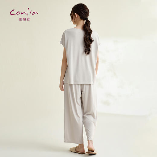 康妮雅睡衣家居服女式短袖中裤套头套装 商品图3