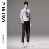PINLI品立男装印花中袖衬衫男士夏季新款港风休闲白色五分袖衬衣B212613366 商品缩略图1