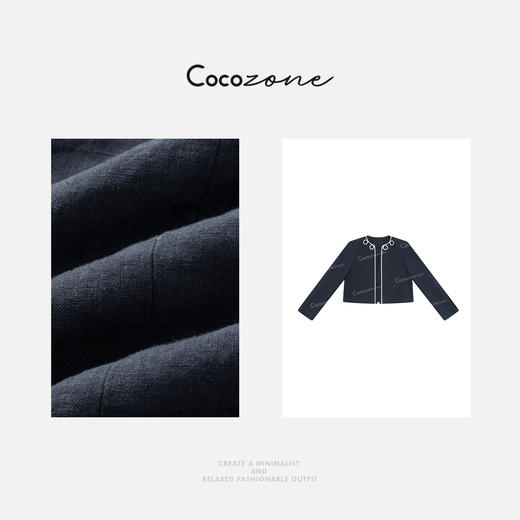 COCO ZONE 刘一一 【100亚麻】撞色复古舒适无扣外套 CD1A0719 商品图2