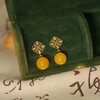 【敦煌菱形纹仿蜜蜡耳坠】国风原创手作宫廷风 镂空微镶锆石耳环古风耳钉新中式高级感耳饰 商品缩略图1