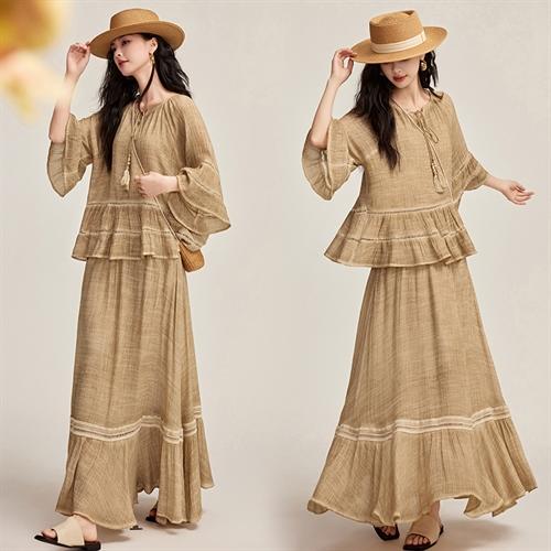 韩版宽松慵懒风设计感，百搭时尚休闲两件套HR-YBER232 商品图1